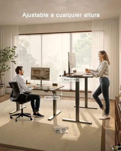 JUMMICO ▫️ Secretária Elevável Elétrica com Carregador USB, Secretária Ergonómica com Altura Ajustável, Secretária para Trabalhar em Pé com Painel Inteligente e Funções de Memória, Secretária para Trabalhar em Pé 100 x 60 cm, Castanho 6