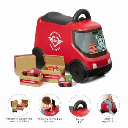 Radio Flyer ▫️ Camião Ride & Deliver, brinquedo de empurrar vermelho para crianças a partir dos 2 anos 2