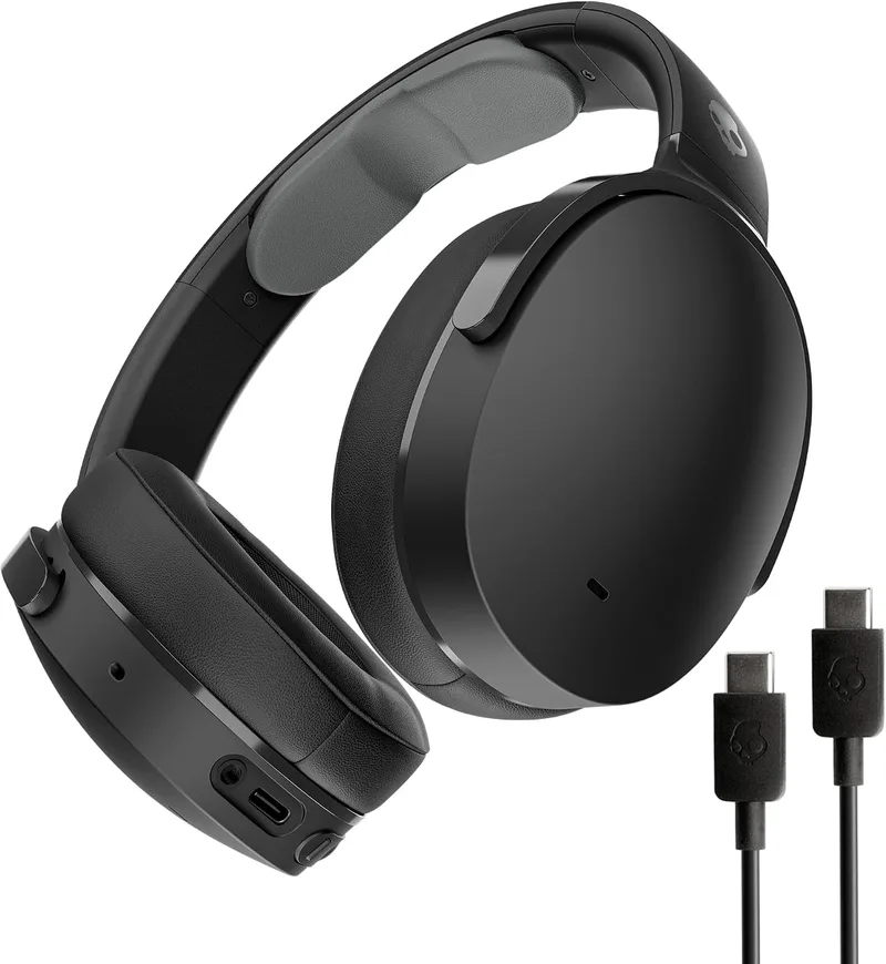 Skullcandy ▫️ Auscultadores sem fios Hesh EVO com auriculares que cobrem as orelhas, 36 horas de autonomia, microfone, compatíveis com iPhone, Android e dispositivos Bluetooth - Preto