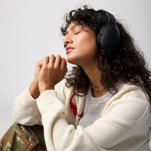 Skullcandy ▫️ Auscultadores Bluetooth sem fios Crusher EVO com graves multissensoriais e cabo de carregamento, ajuste sobre a orelha com isolamento de ruído, bateria com autonomia até 40 horas, microfone para iPhone e Android - Preto Verdadeiro 5