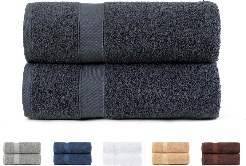 Todocama ▫️ Conjunto de 2 toalhas de banho, 100% algodão, 550 g/m², extra suaves, altamente absorventes e de secagem rápida. Medidas: 70 x 140 cm, cor cinzenta escura.