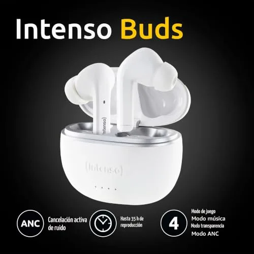 Intenso ▫️ Auscultadores TWS Buds T302A com ANC, Brancos 3