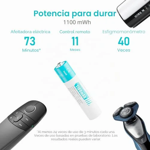czvv ▫️ Pilhas recarregáveis AAA de lítio de 1,5 V - Carregador de pilhas AA e AAA com LED e 8 unidades de pilhas de lítio de alta capacidade (1100 mWh) - Ultra-rápido (2 horas) - Vida útil de 10 anos, 1300 ciclos para brinquedos e máquinas de barbear 2