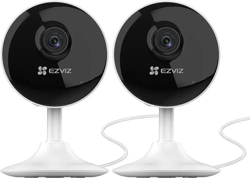 EZVIZ ▫️ Kit de 2 Câmaras de Vigilância para Interior Câmara de Segurança com Visão Nocturna IP 1080p, Deteção de Movimento Wi-Fi a 2,4 GHz, Áudio Bidirecional, Monitor de Bebés, C1C 2PK