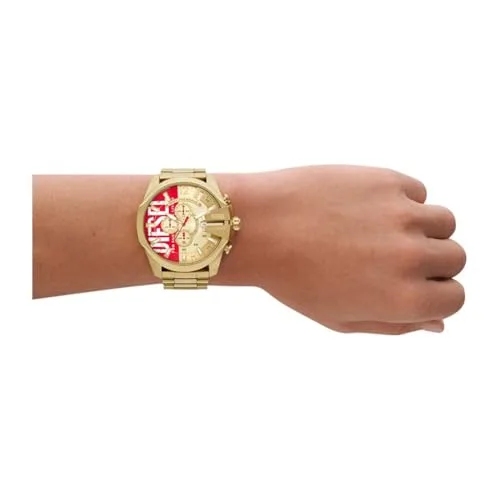 Diesel ▫️ Relógio para homem Mega Chief, movimento cronógrafo de quartzo, caixa em aço inoxidável prateado de 59 mm com bracelete em aço inoxidável, DZ4308 5