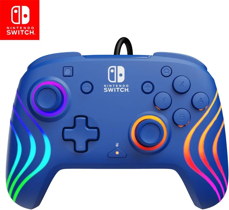PDP ▫️ Controlador com fios Official Switch Afterglow Wave - Azul
