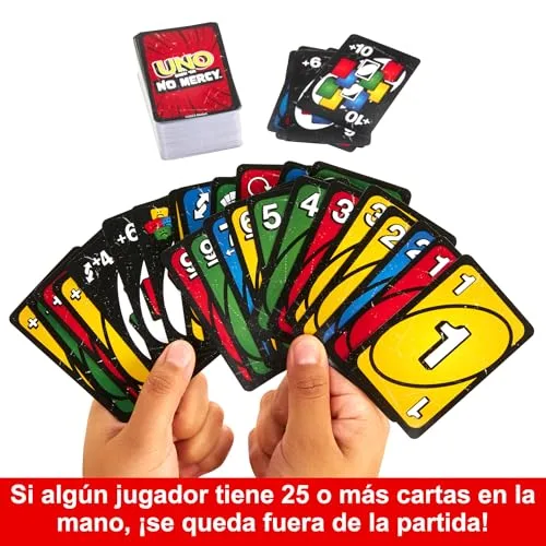 Mattel Games ▫️ Jogo de cartas UNO No Mercy Jogo de mesa para toda a família com novas cartas, regras especiais e penalizações mais implacáveis, a partir dos 7 anos (HWV18) 5