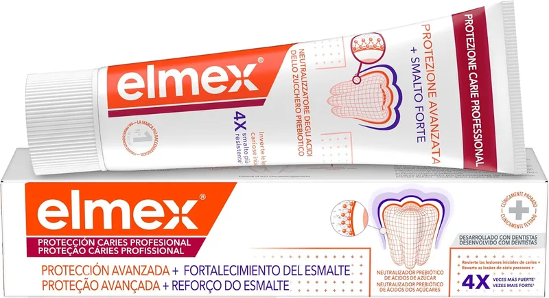 ELMEX ▫️ Caries Protection Professional + fortalecimento do esmalte - Pasta de dentes 75 ml, neutraliza os ácidos do açúcar, mantém os dentes protegidos e mantém um pH saudável