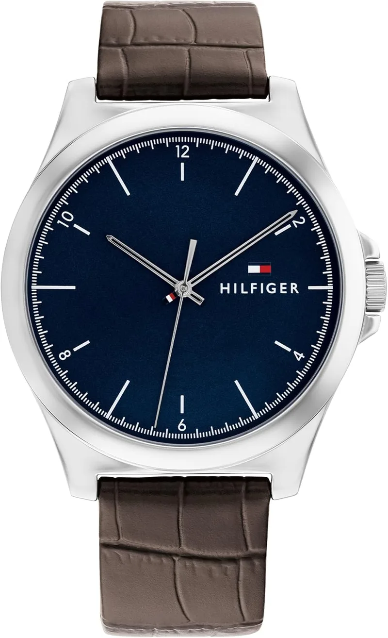Tommy Hilfiger ▫️ Relógio de quartzo analógico para homem com bracelete em silicone, aço inoxidável ou pele