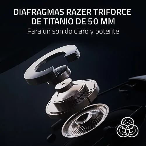 Razer ▫️ BlackShark V2 HyperSpeed para PC - Auscultadores sem fios e leves para eSports (280 g, microfone HyperClear, diafragmas TriForce de titânio de 50 mm, Bluetooth) Preto 3