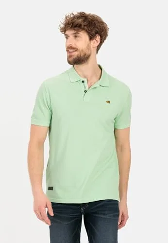 camel active ▫️ Camisola polo de manga curta «» para homem, corte regular, em piqué de algodão puro, cor pistácio; Camisola polo para homem, cor pistácio 2