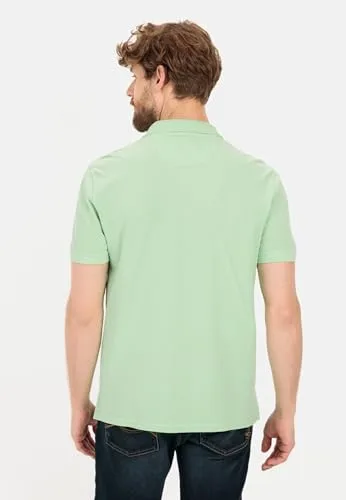 camel active ▫️ Camisola polo de manga curta «» para homem, corte regular, em piqué de algodão puro, cor pistácio; Camisola polo para homem, cor pistácio 4