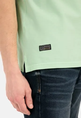 camel active ▫️ Camisola polo de manga curta «» para homem, corte regular, em piqué de algodão puro, cor pistácio; Camisola polo para homem, cor pistácio 6