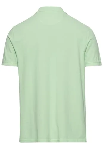 camel active ▫️ Camisola polo de manga curta «» para homem, corte regular, em piqué de algodão puro, cor pistácio; Camisola polo para homem, cor pistácio 7