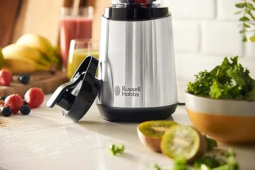 Russell Hobbs ▫️ Liquidificador Individual Mix & Go, Liquidificador para Smoothies, Mini-liquidificador para sumos, batidos e gazpachos, copo de 600 ml, tampa, sem BPA, pés antiderrapantes, aço inoxidável, 23472-56 6