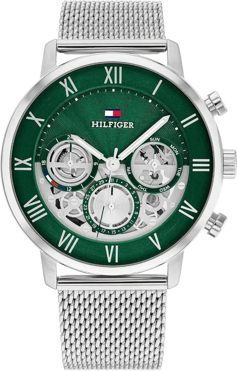 Relógio analógico de quartzo multifunções Tommy Hilfiger para homem com bracelete em aço inoxidável