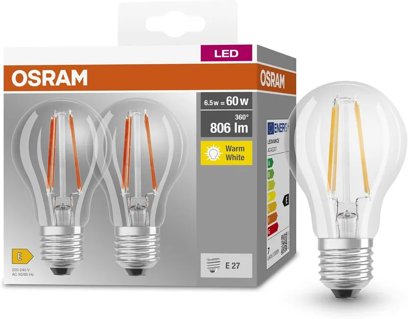 OSRAM ▫️ Lâmpadas LED Lampen, Branco Quente, Substituição 60W