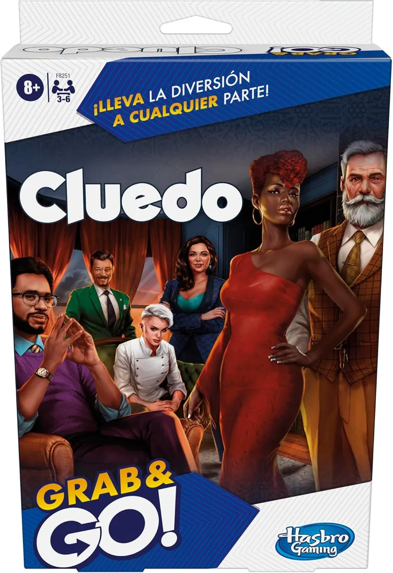 Hasbro Gaming ▫️ Cluedo Grab and Go, jogos de viagem portáteis para 3 a 6 jogadores, brinquedo de estratégia de mesa, festa com amigos, prenda para rapazes e raparigas a partir dos 8 anos