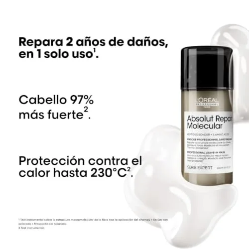 L'Oréal Professionnel Paris ▫️ L’Oréal Professionnel, Absolut Repair Molecular Máscara Reparadora Sem Enxaguamento, Textura Cremosa, Repara os danos e fortalece, Proteção térmica, Fórmula patenteada, para cabelos danificados 2
