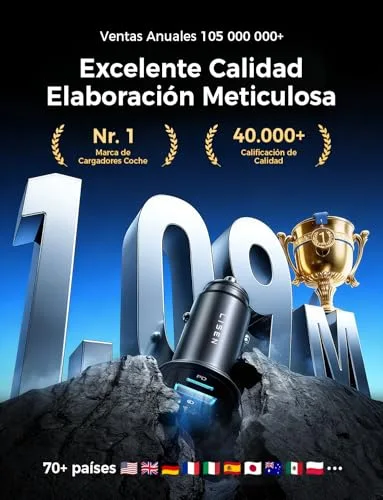 LISEN ▫️ Carregador para carro com tomada de isqueiro, carregamento rápido USB-C 69 W, Flash do Dia – Acessórios eletrónicos para carro e autocaravana para iPhone 17, 16, Xiaomi, Samsung S26 e BMW; Carregador de telemóvel com tomada de isqueiro em metal para carro 12/24 V – Gadgets tecnológicos 4