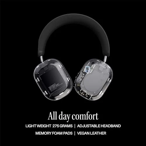 Defunc ▫️ Auscultadores sem fios Over-Ear Mondo com cabo opcional, 45 horas de autonomia de reprodução, Bluetooth, microfone duplo com ENC e controladores, transparentes 2