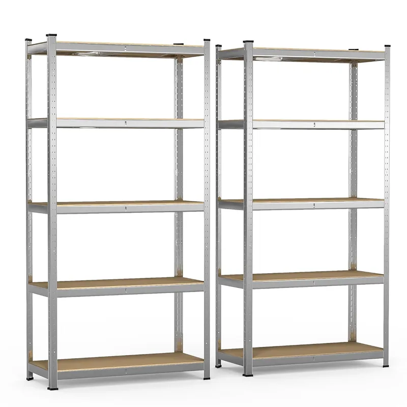 VOUNOT ▫️ 2 x Prateleiras metálicas reforçadas 180x90x40 cm, estante de arrumação de 5 níveis, prateleiras resistentes, montagem sem ferramentas, capacidade de carga de 1250 kg, para garagem, adega, arrecadação, sala de arrumação