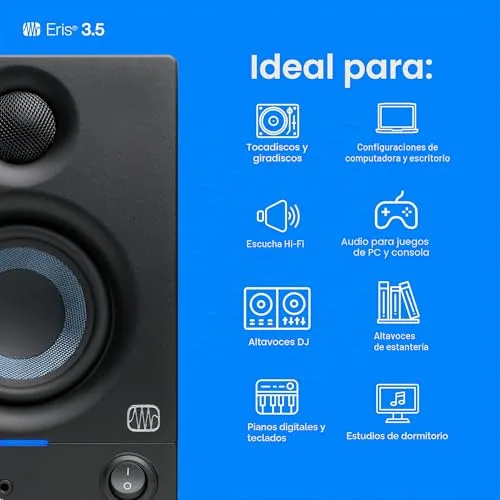PreSonus ▫️ Eris 3.5 Gen 2 Monitores de estúdio de secretária, 50 W, par, preto 3