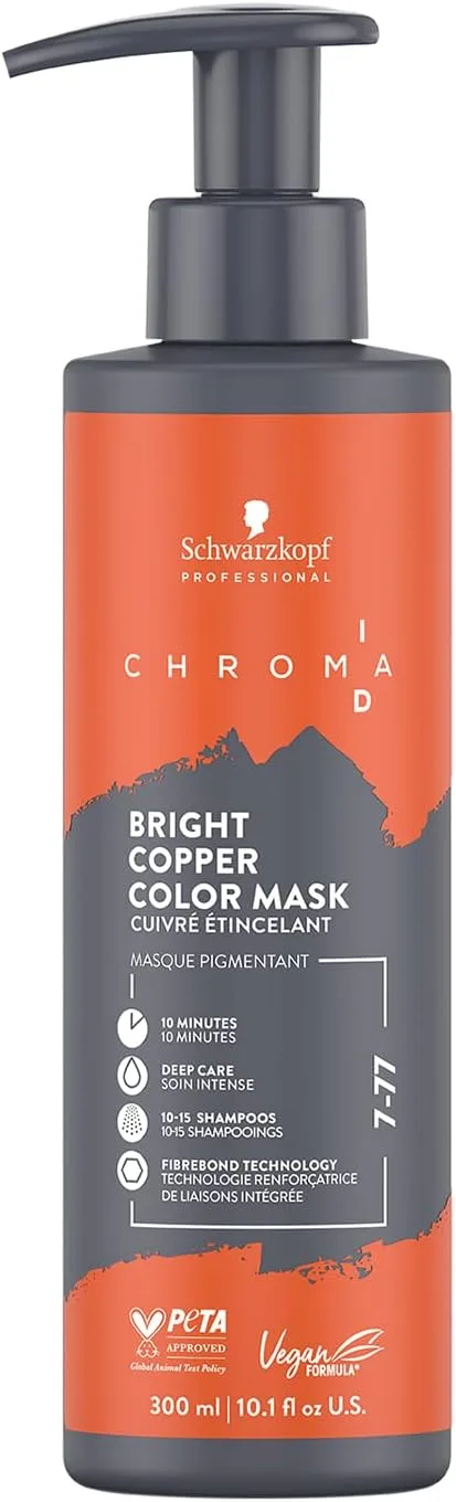 Schwarzkopf Professional ▫️ CHROMA ID Bonding Colour Mask Máscara de Coloração Semi-Permanente - 7-77 Cobre Brilhante - 250 ml