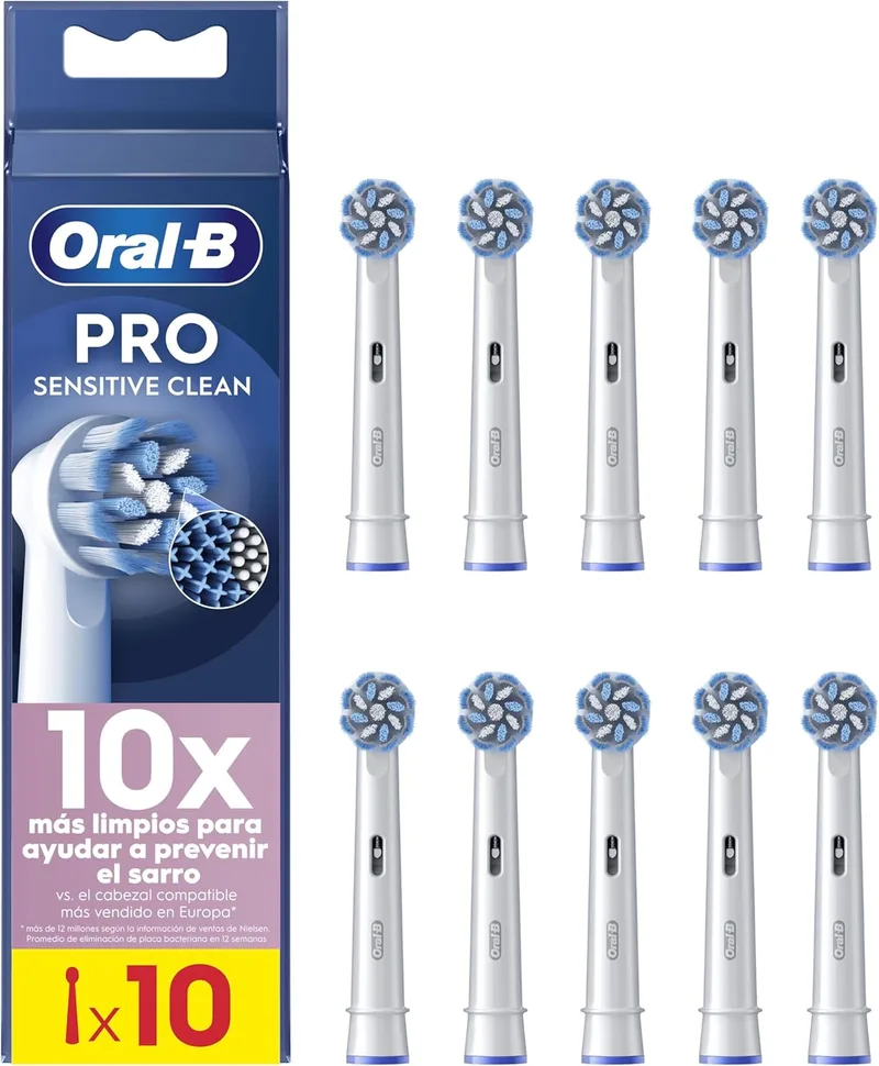 Oral-B ▫️ Pro Sensitive Clean ORIGINAL Cabeças de substituição para a escova de dentes eléctrica Oral B Pro, 8 recargas brancas com filamentos ultra-suaves em forma de X para uma limpeza suave e profunda