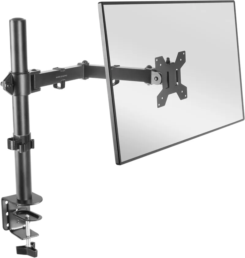 Mars Gaming ▫️ MARM1, Suporte de monitor com braço para ecrãs até 32”, articulado e ajustável em altura, estrutura robusta, compatível com VESA75 e VESA100, preto