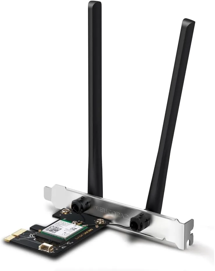 MERCUSYS ▫️ MA80XE - AX3000 Wi-Fi 6 Bluetooth 5.2 Adaptador PCIe, Wi-Fi 2402 Mbps (5 GHz) + 574 Mbps (2,4 GHz), Chipset Intel WiFi 6, WPA3, Compatível com Windows 10, 11 (64 bits)