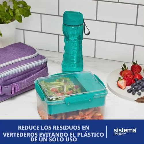 Sistema ▫️ Hydrate Tritan Active – Garrafa de água para desporto | 800 ml | Garrafa de água à prova de fugas | Sem BPA | Ocean Blue & Minty Teal | 2 unidades 2