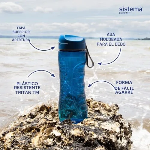 Sistema ▫️ Hydrate Tritan Active – Garrafa de água para desporto | 800 ml | Garrafa de água à prova de fugas | Sem BPA | Ocean Blue & Minty Teal | 2 unidades 3