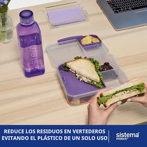 Sistema ▫️ Square – Garrafa de água de 1 litro | Garrafa de água hermética para meninas | Pedra azul turquesa | 2 unidades 3