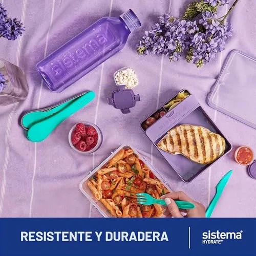Sistema ▫️ Square – Garrafa de água de 1 litro | Garrafa de água hermética para meninas | Pedra azul turquesa | 2 unidades 4