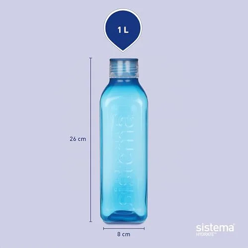 Sistema ▫️ Square – Garrafa de água de 1 litro | Garrafa de água hermética para meninas | Pedra azul turquesa | 2 unidades 5