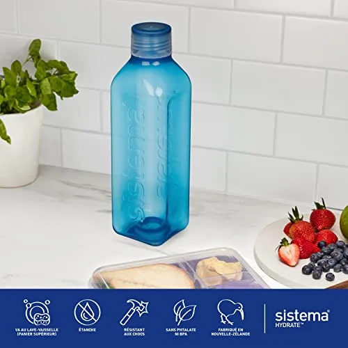 Sistema ▫️ Square – Garrafa de água de 1 litro | Garrafa de água hermética para meninas | Pedra azul turquesa | 2 unidades 6