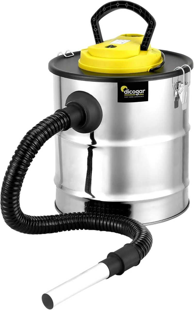 Dicogar ▫️ Aspirador de Cinzas - Lareira, Pellets e Churrasqueiras - Potência 1.200W - Capacidade 20 L - Fabricado em Aço Inoxidável - Inclui Mangueira de 1m e Tampa Filtrante - Função Soprador -