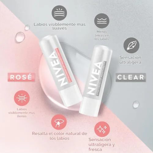 NIVEA ▫️ Bálsamo labial hidratante Hyaluron Lip Moisture Plus Rose, 5,2 g 6
