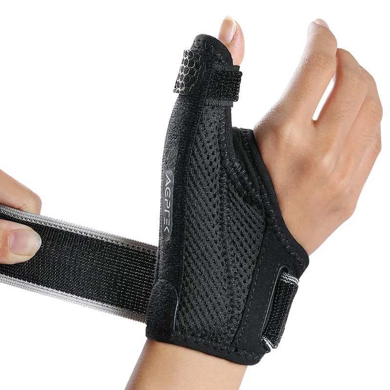 AGPTEK ▫️ Braçadeira de pulso do polegar esquerdo e direito com suporte destacável, tala de polegar para rizartrose, alivia a tenossinovite radial e dor no dedo da mola, M (15-17cm)
