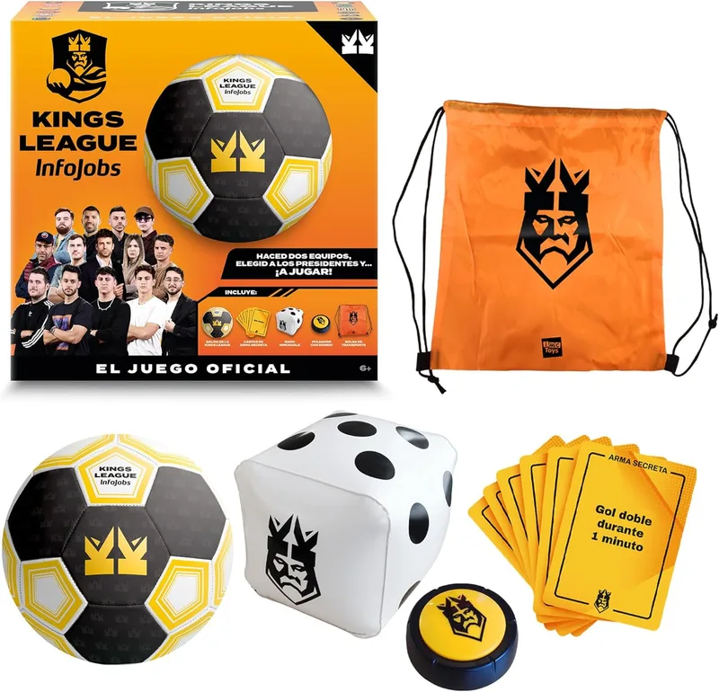 IMC Toys ▫️ Conjunto de Jogo Oficial da Kings League - Recrie um jogo real da Kings League. Inclui, bola, cartas e botão de pressão MENINOS e MENINAS +6 anos de idade.