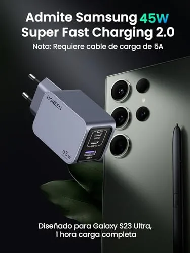 UGREEN ▫️ Nexode Pro 65 W Carregador USB-C GAN Carregamento Rápido 5