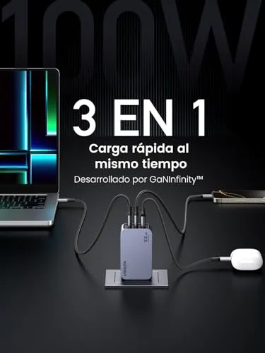 UGREEN ▫️ Nexode Pro 100 W Carregador USB-C com Carregamento Rápido GAN Adaptador 3