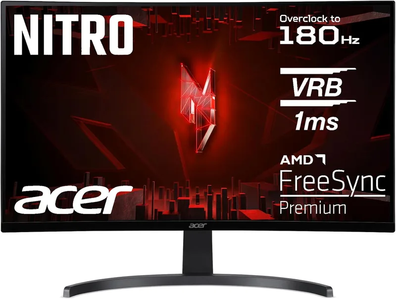 acer ▫️ Nitro ED273 S3 - Monitor para jogos (27 polegadas, ecrã Full HD, 165 Hz (180 Hz OC), 1 ms (VRB), 1 HDMI 2.0, 1 HDMI 1.4, 1 DP 1.2, AMD FreeSync Premium, preto, cor preta