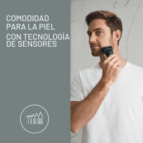 Panasonic ▫️ Série 700 ES-ALT4B Máquina de barbear elétrica de 3 lâminas para uso a seco e a húmido para homem, sem fios, à prova de água, com sensor de detecção, cabeça flexível, aparador, pega ergonómica, azul 4