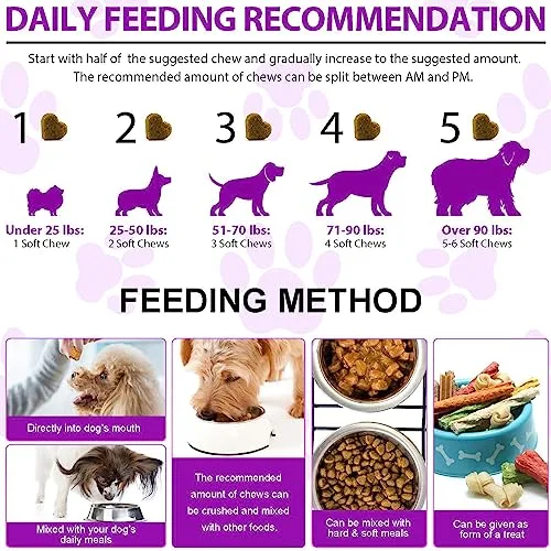 Bieyoc ▫️ 15 em 1 Gomas Multivitamínicas, 150 Vitaminas Mastigáveis para Cães, Suplementos para as Anca e Articulações, Sistema Imunitário, Pele e Pelo, Para Todas as Idades e Raças, Sabor a Pato 7
