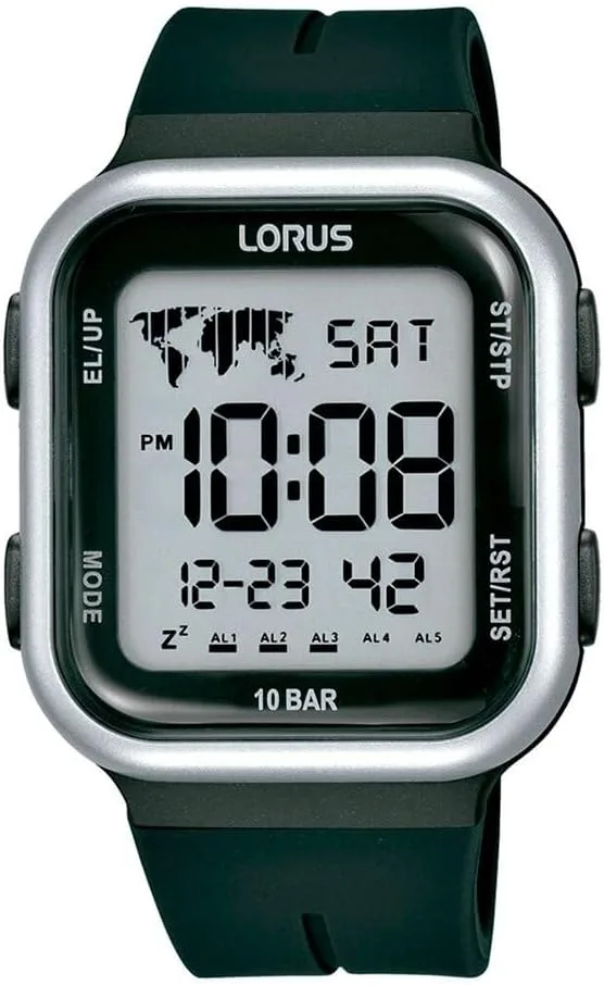 Lorus ▫️ Relógio digital de quartzo para homem com bracelete de silicone R2351PX9