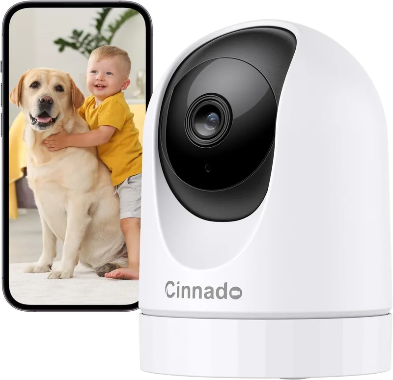 Cinnado ▫️ Câmara de vigilância 2K Wi-Fi para interiores, com visão de 360° e gravação contínua