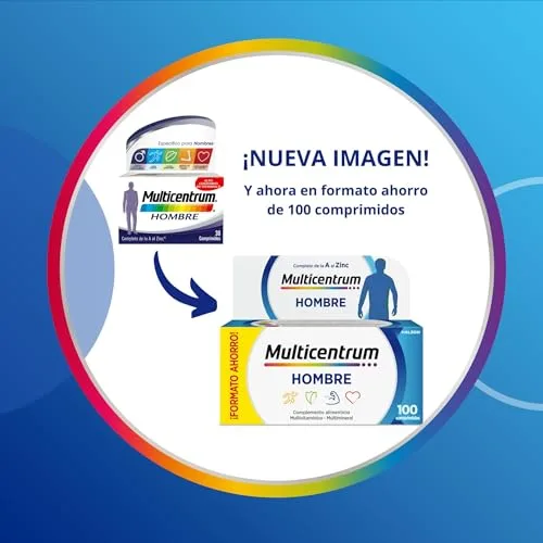 MULTICENTRUM ▫️ para Homem – Multivitamínico e Multimineral, Sem Glúten, 100 Comprimidos 3