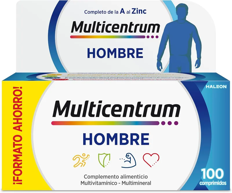 MULTICENTRUM ▫️ para Homem – Multivitamínico e Multimineral, Sem Glúten, 100 Comprimidos